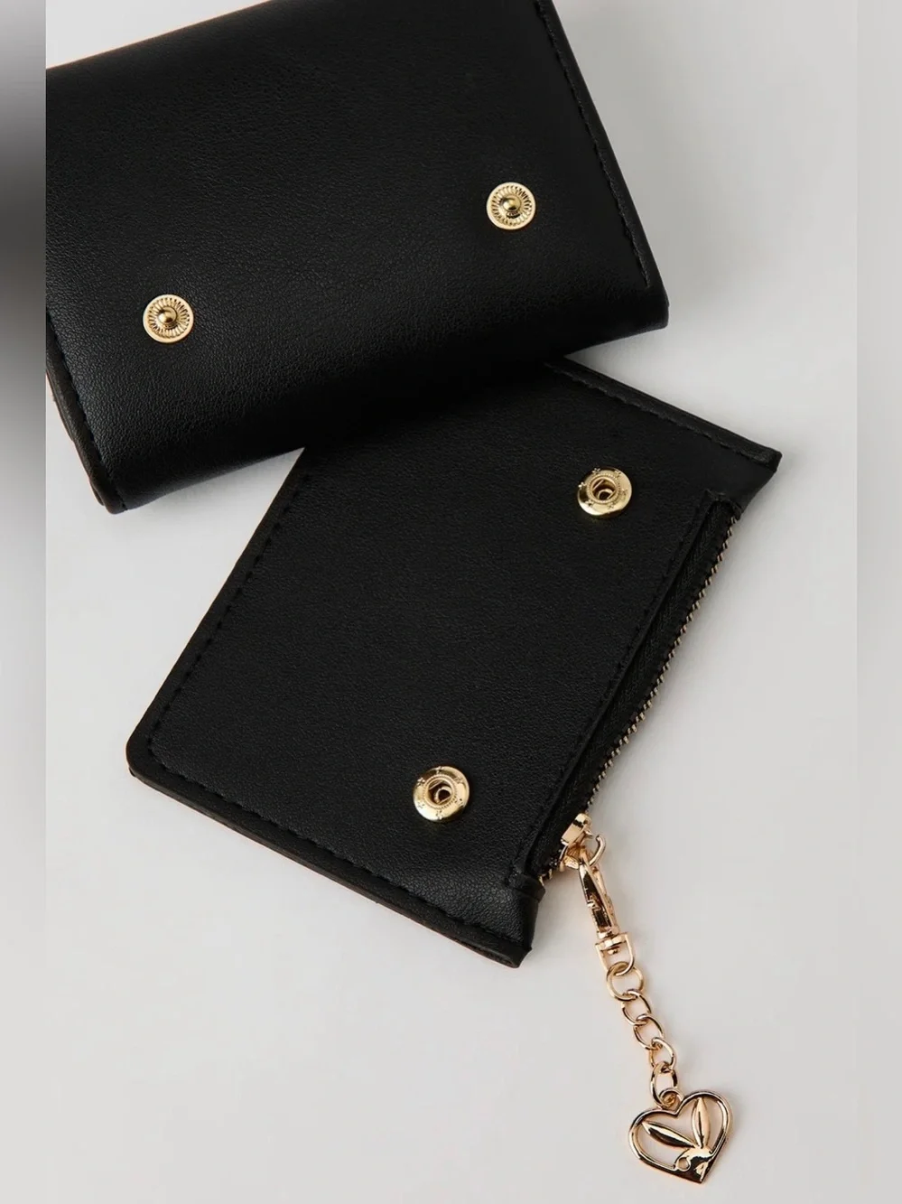 Playboy Women's Black/Gold Wallet Card Holder Coin Purse w/ Heart Charm